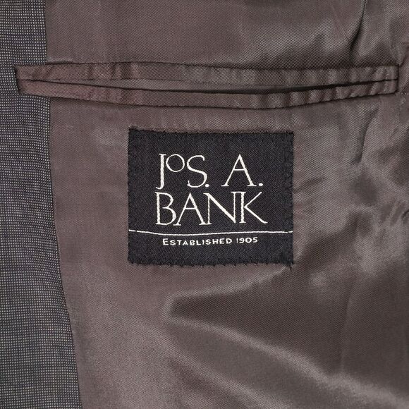 Jos A Bank Sport Coat Mens 41R Wool Gray Micro Plaid Lined Jacket Blazer - Picture 3 of 16